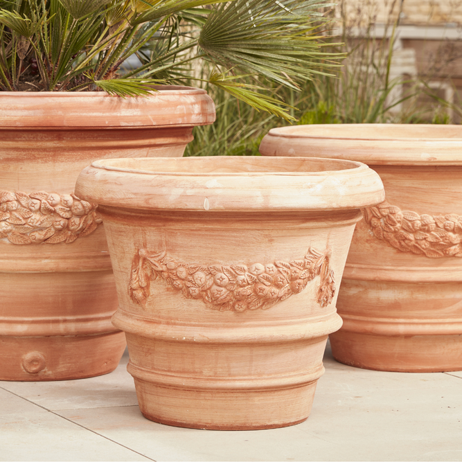 Arezzo Extra Large Italian Terracotta Pot with ornate detailing