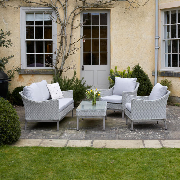 Grey rattan garden online furniture 4 seater