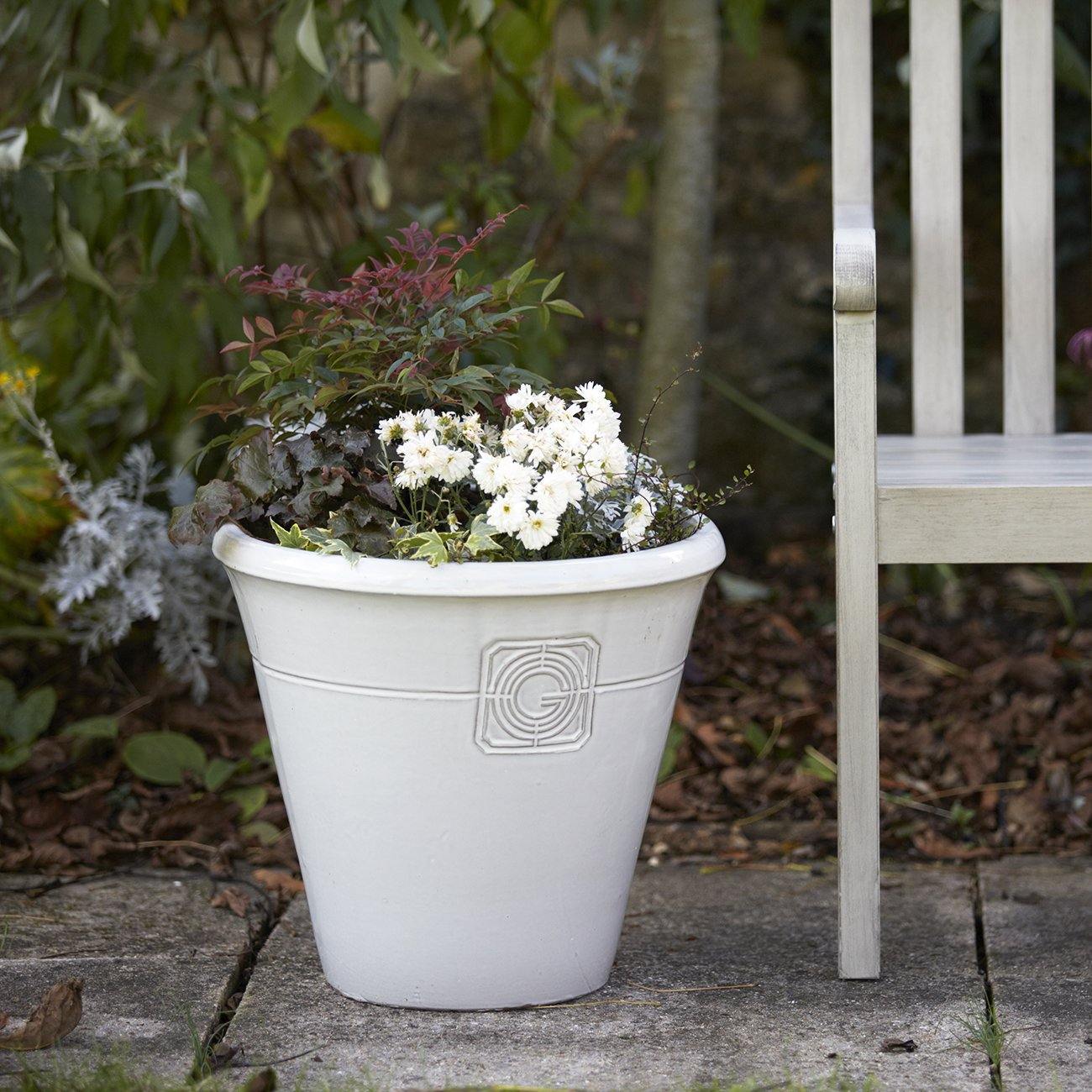 White Outdoor Glazed Plant Pot | Loudon | 2 Sizes | Gardenesque