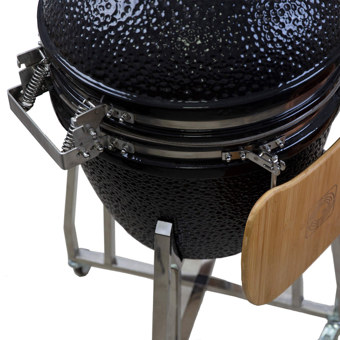 black kamado bbq soft close lid