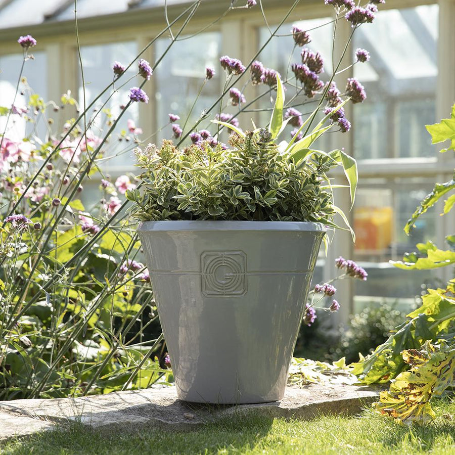 Grey Ceramic Outdoor Plant Pot - Loudon - 2 Sizes at Gardenesque